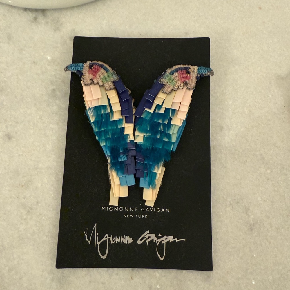 Mignonne Gavigan Blue and Pink Brooches with Artistic Design